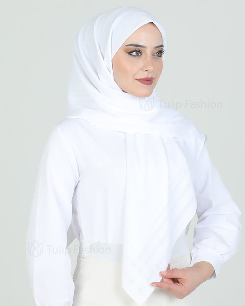 Hijab - chiffon stripes 120 cm - White