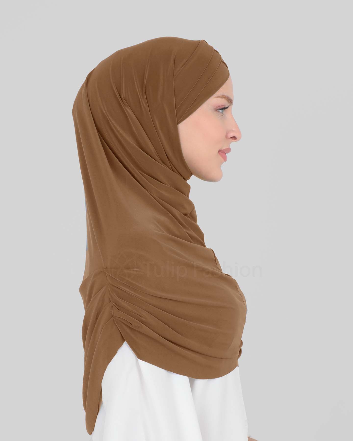 Hijab - Al Amira cross with cap - Caramel Brown
