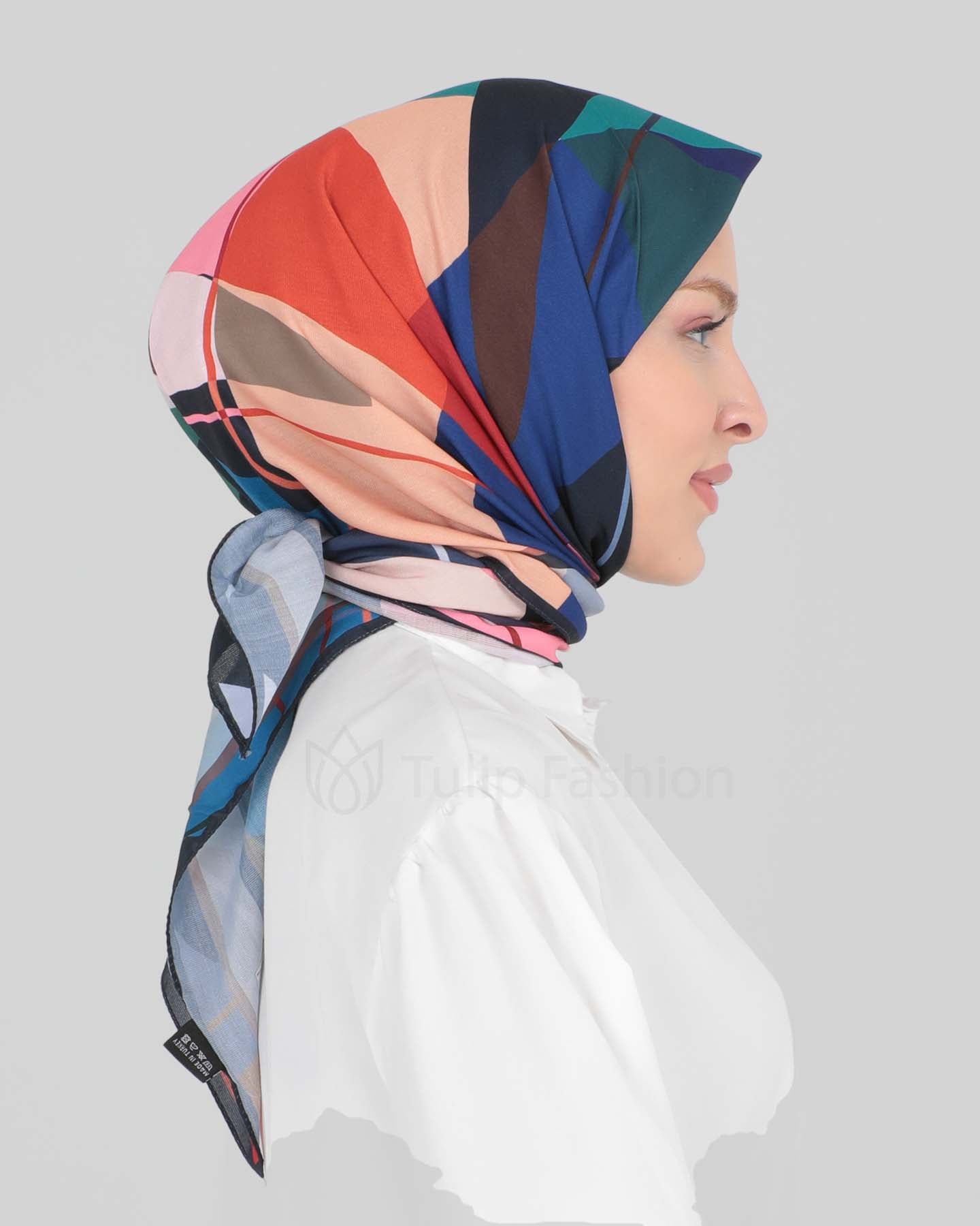 Hijab - Square Geometric - Midnight Blue