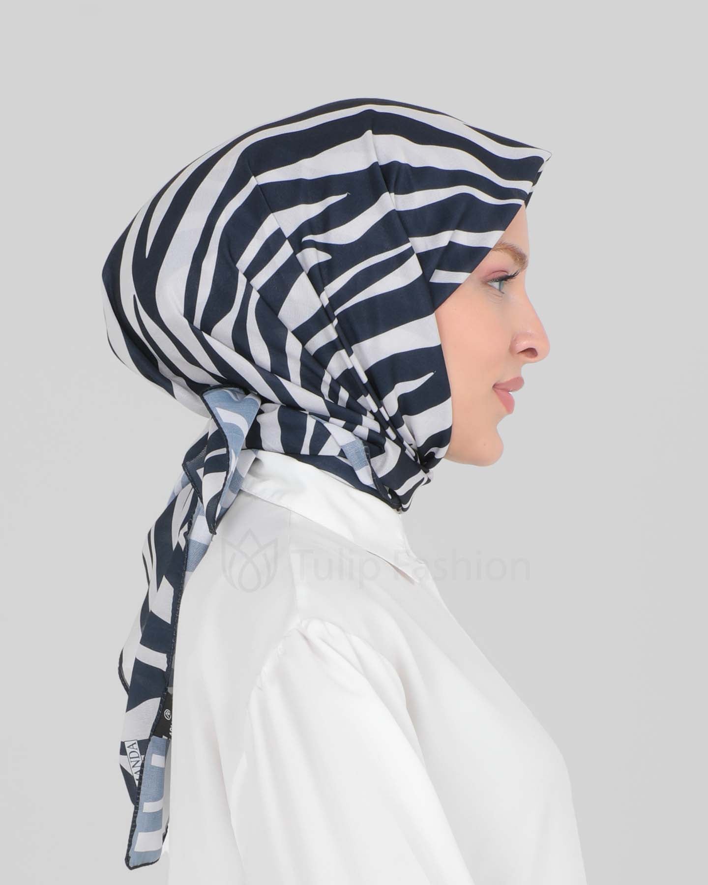 Hijab - Square Zebra - Midnight Blue