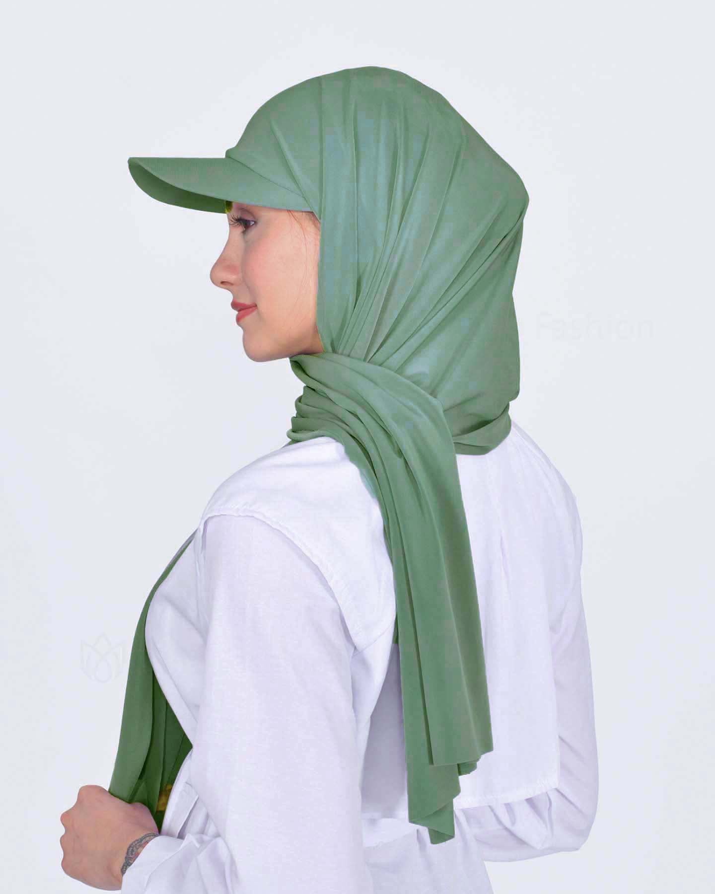 Hijab - Lycra Instant With Cap - Green