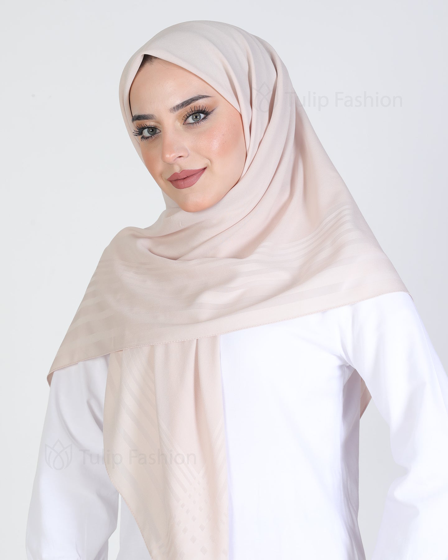 Hijab - chiffon stripes 120 cm - Beige