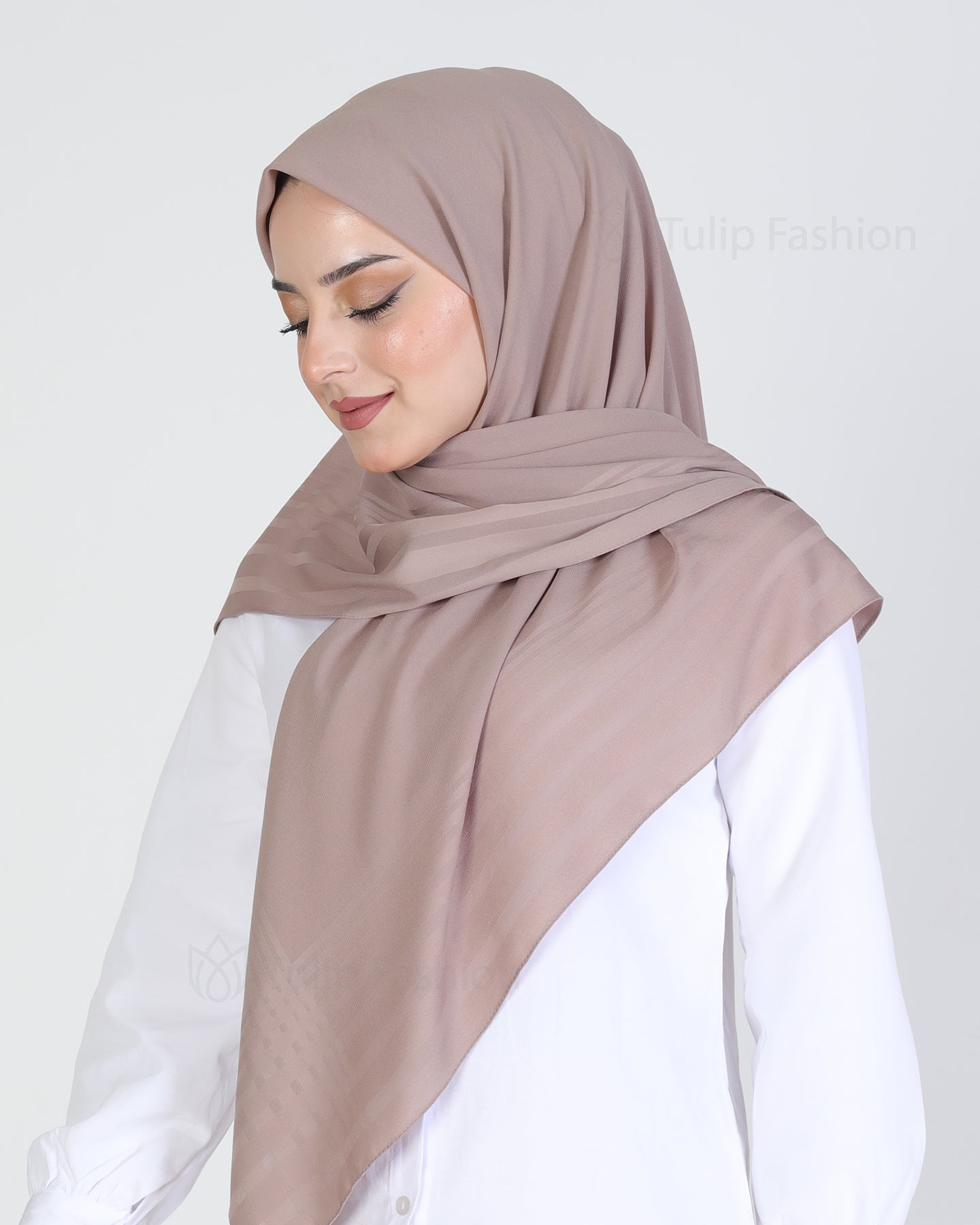 Hijab - chiffon stripes 120 cm - Brown