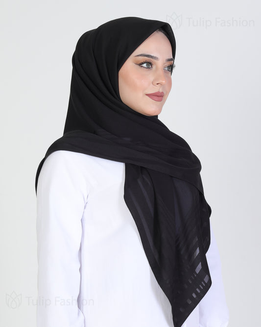 Hijab - chiffon stripes 120 cm - Black