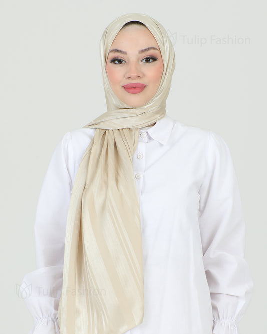 Hijab - Satin Stripes - Beige