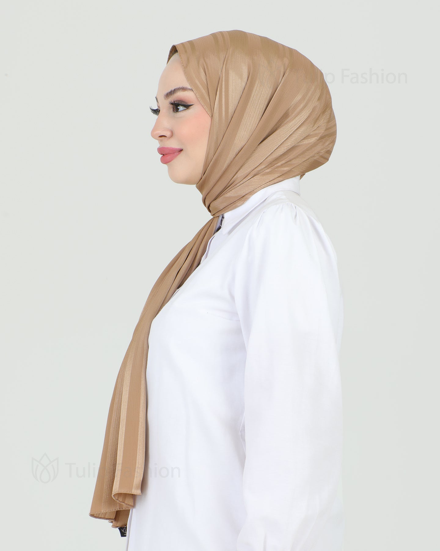 Hijab - Satin Stripes - Brown