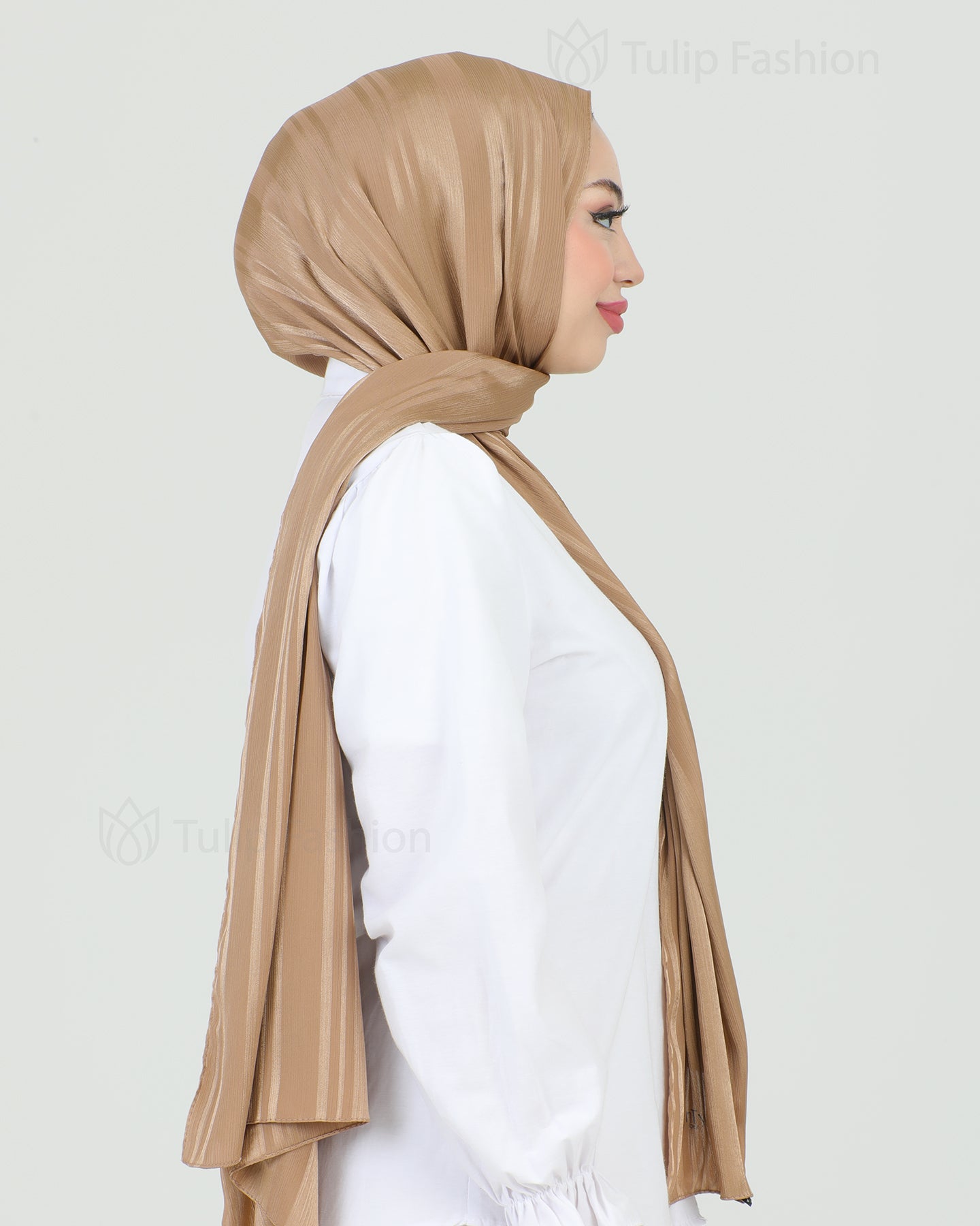 Hijab - Satin Stripes - Brown