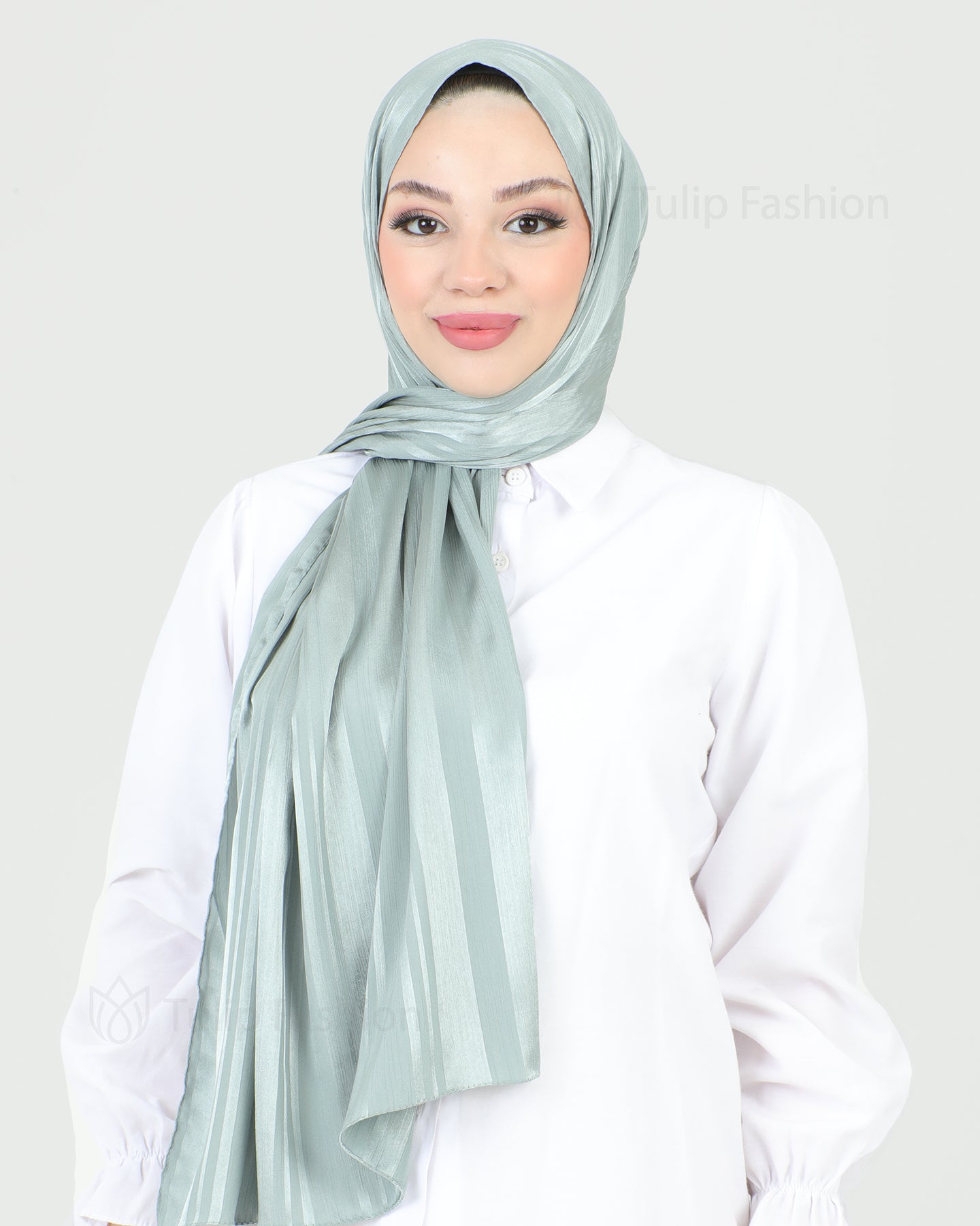 Hijab - Satin Stripes - Green