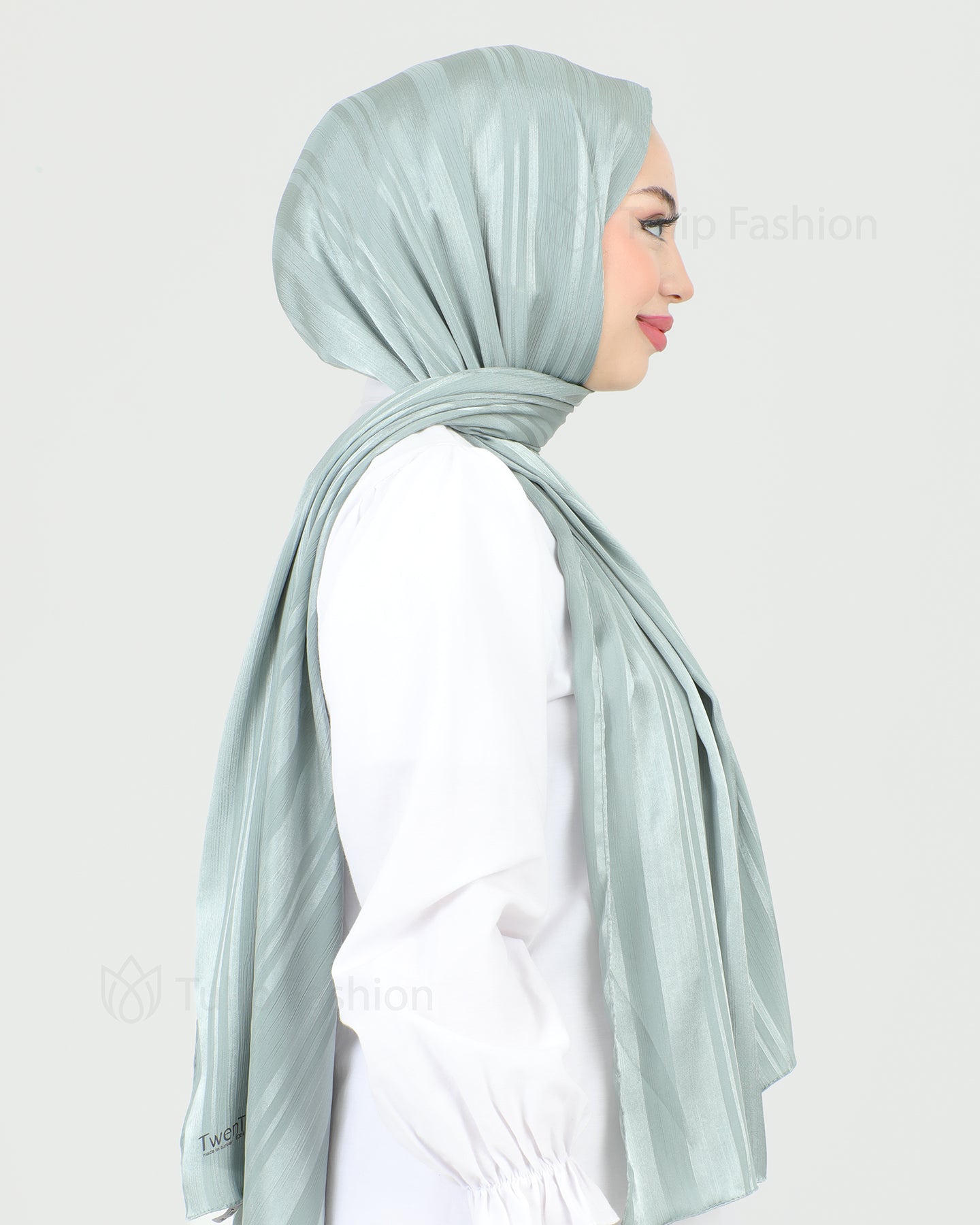 Hijab - Satin Stripes - Green
