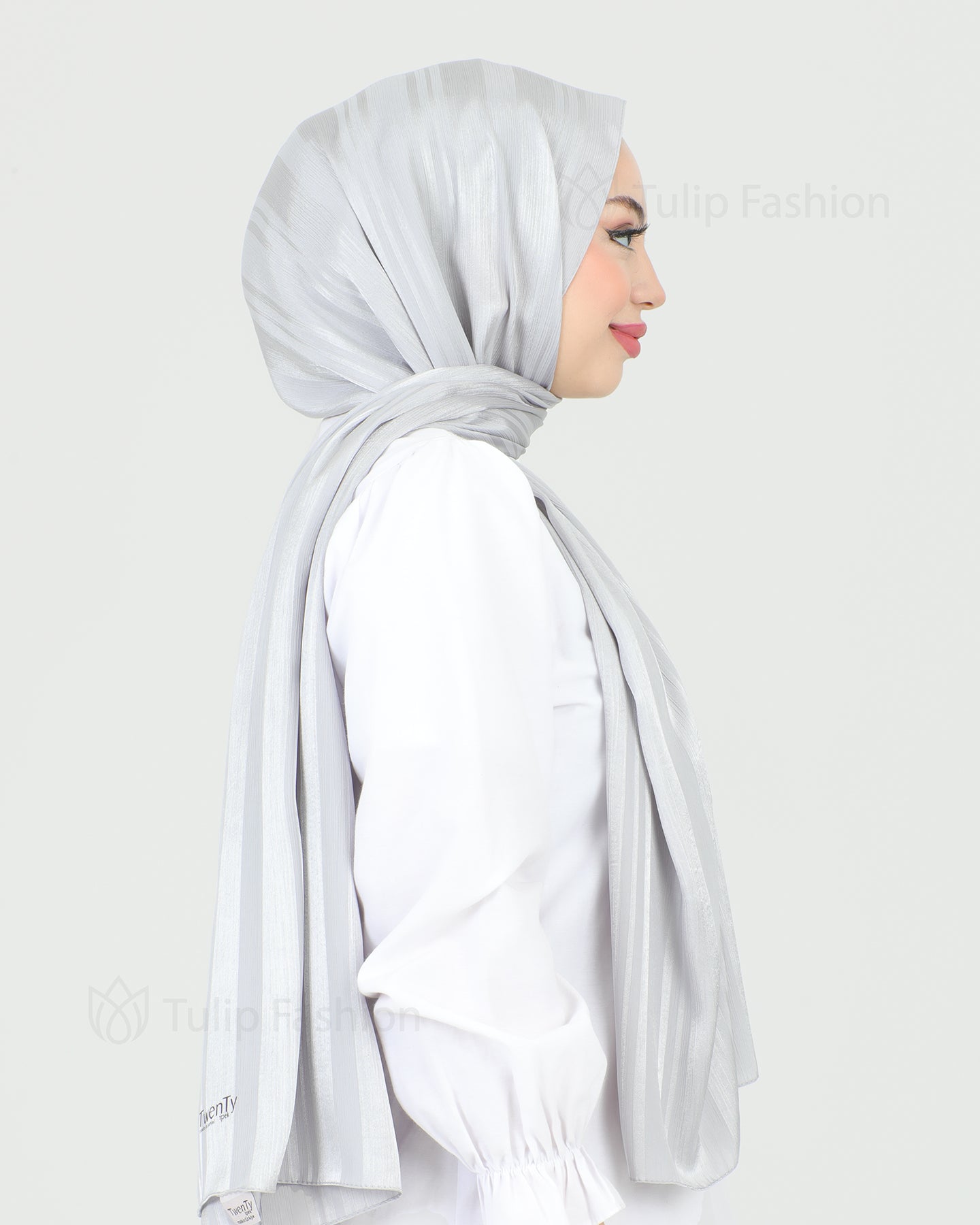 Hijab - Satin Stripes - Gray