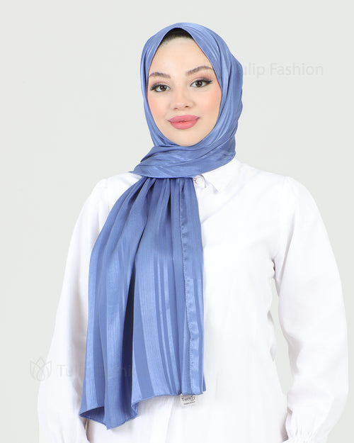 Hijab - Satin Stripes - Royal Blue