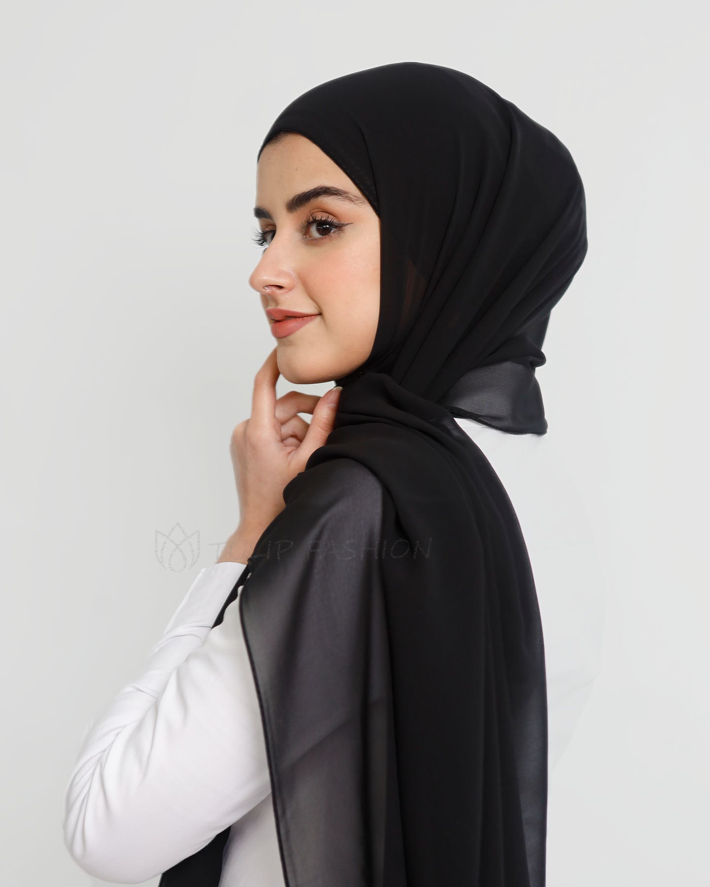 Hijab - Instant Chiffon With Cap - Black