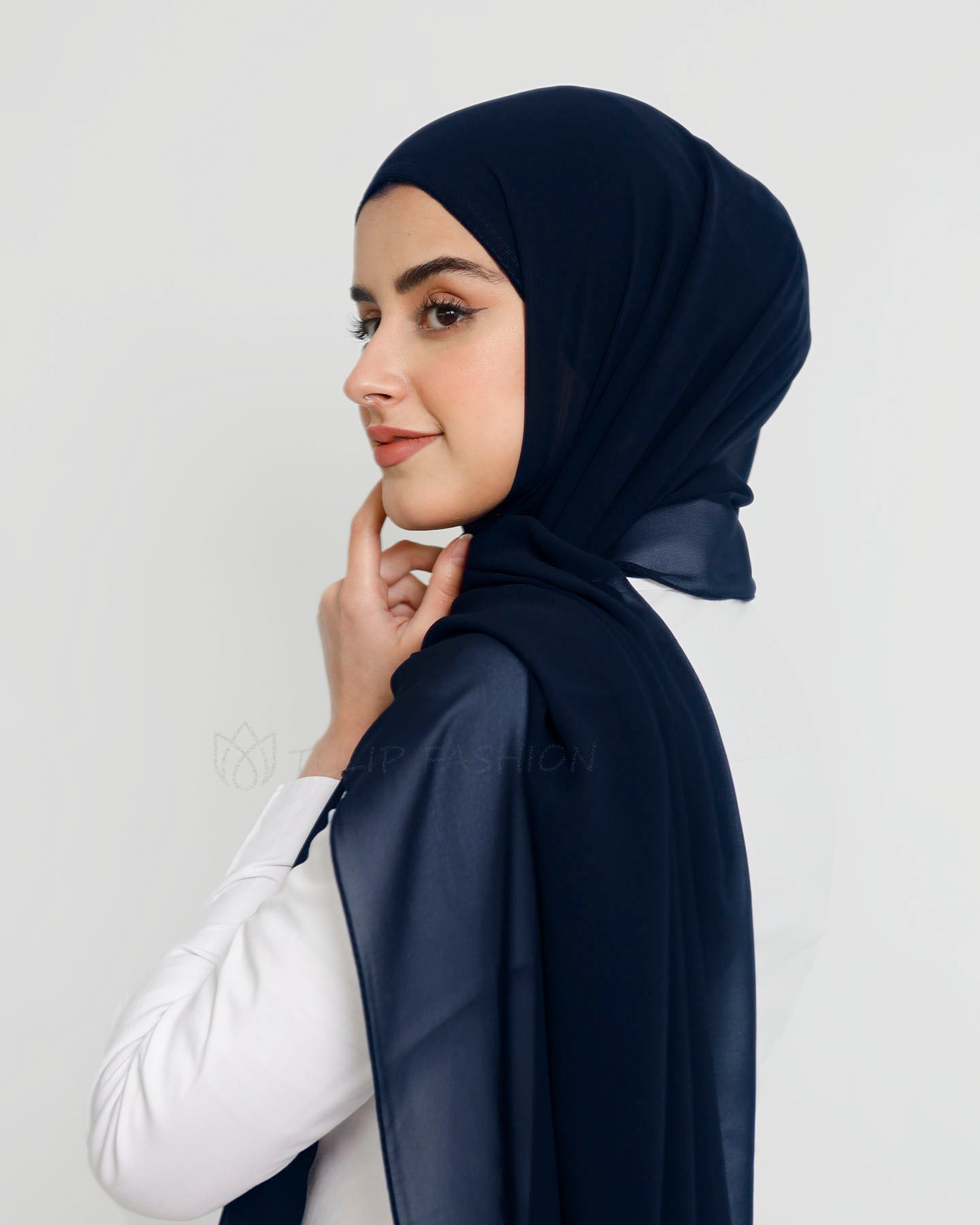 Hijab - Instant Chiffon With Cap - Midnight Blue
