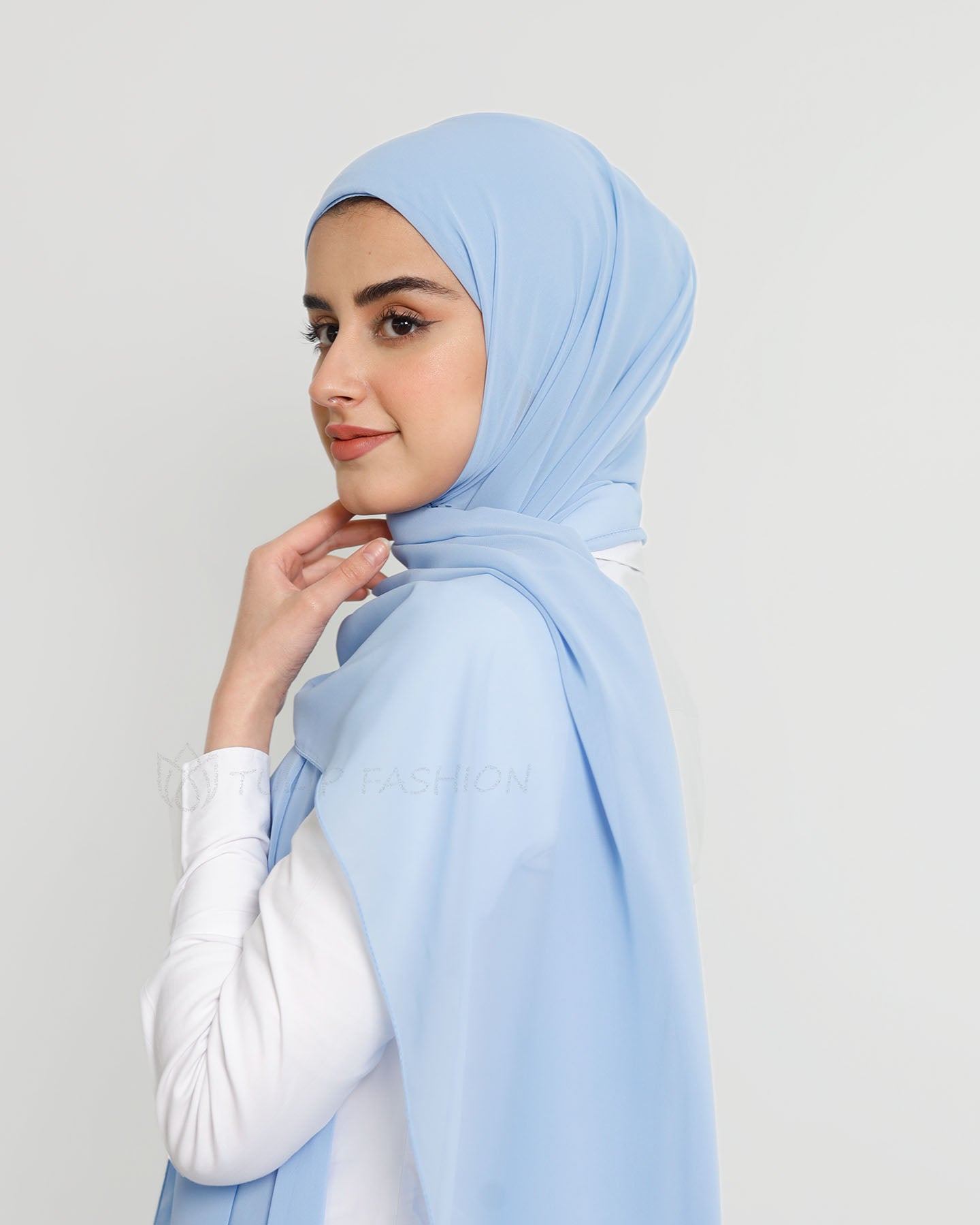 Hijab - Instant Chiffon With Cap - Sky Blue