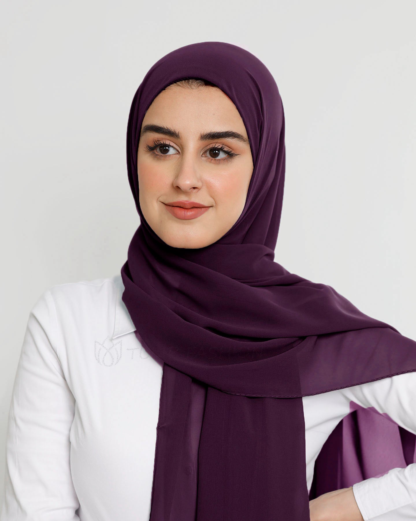 Hijab - Instant Chiffon With Cap - Purple Jam