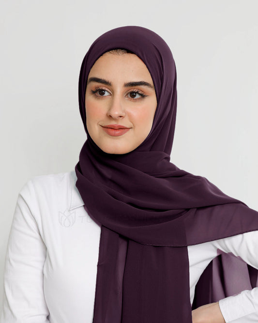 Hijab - Instant Chiffon With Cap - Dark Purple