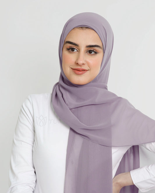 Hijab - Instant Chiffon With Cap - Light Purple