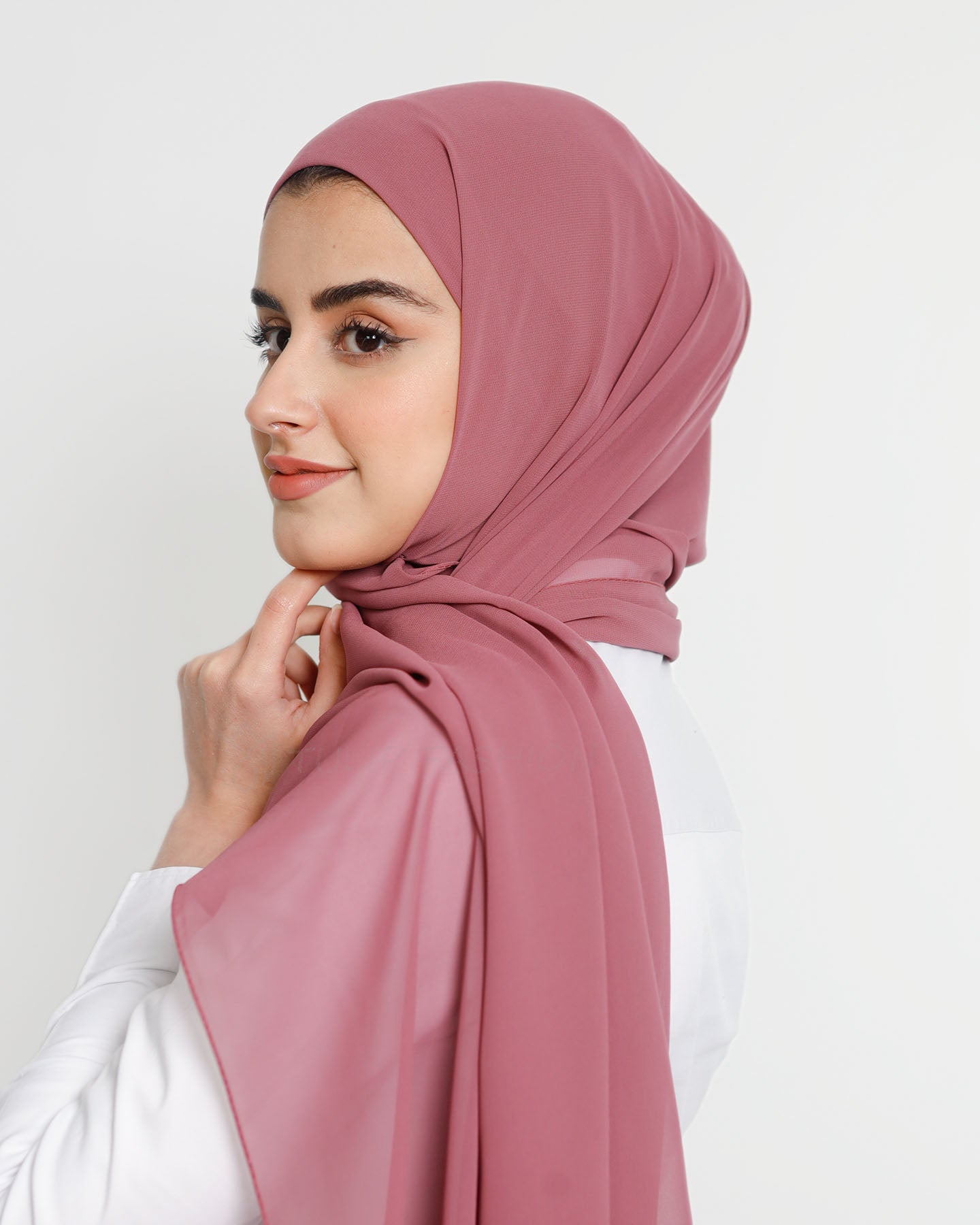 Hijab - Instant Chiffon With Cap - Deep Mauve