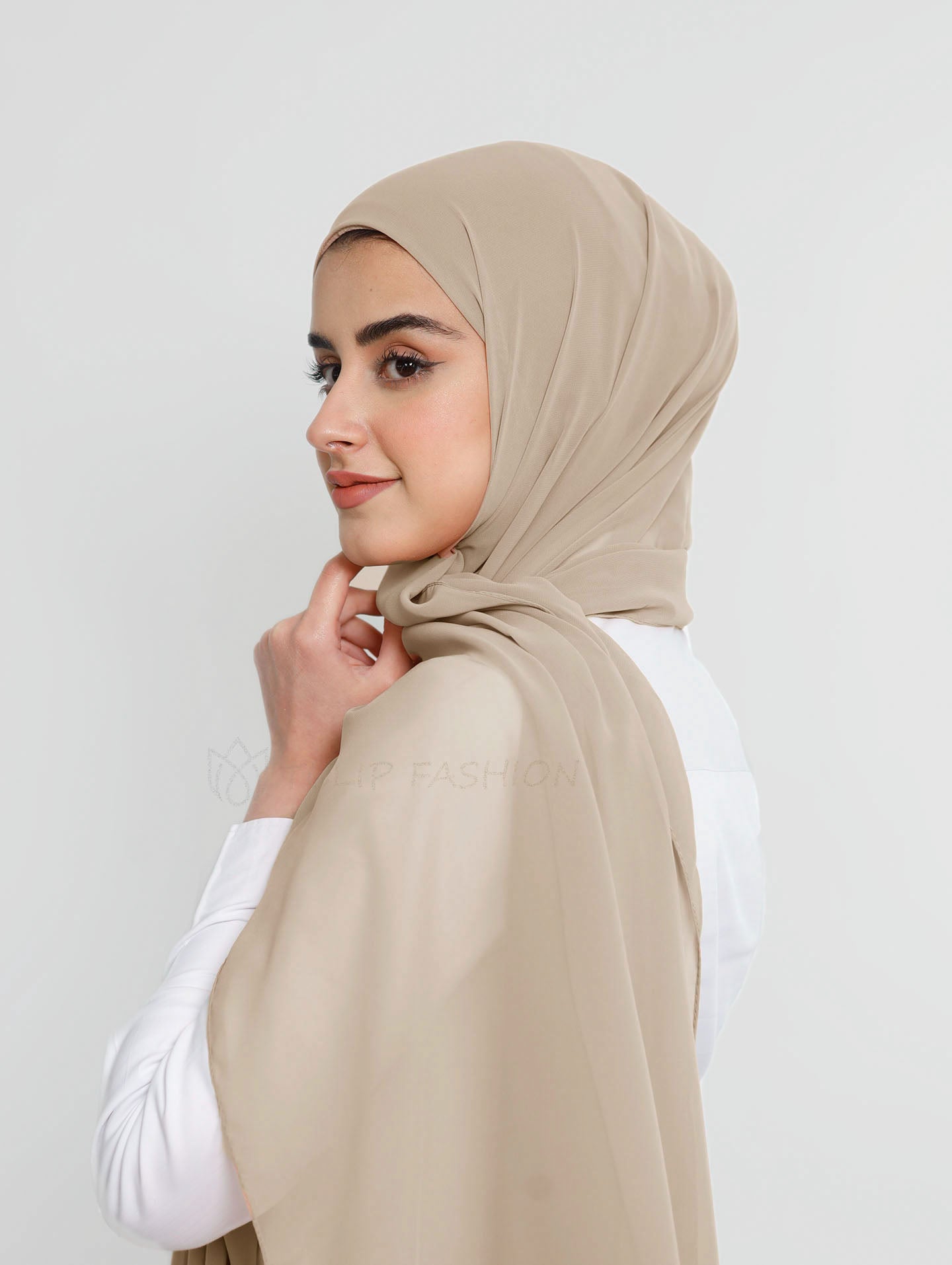 Hijab - Instant Chiffon With Cap - Nude Beige