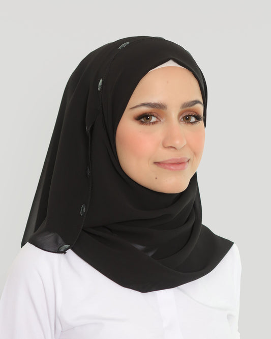Hijab - Instant Chiffon Loop Crystal  - Black
