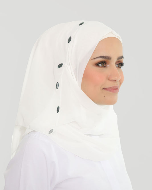 Hijab - Instant Chiffon Loop crystal - White