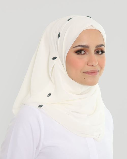 Hijab - Instant Chiffon Loop crystal - Off-White