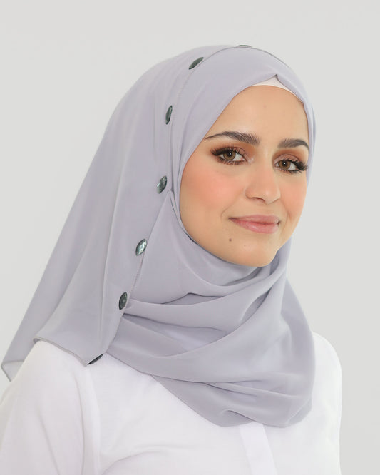 Hijab - Instant Chiffon Loop crystal - Gray