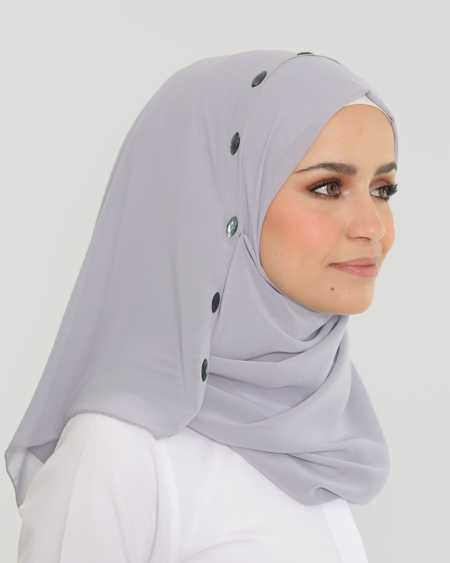 Hijab - Instant Chiffon Loop crystal - Gray