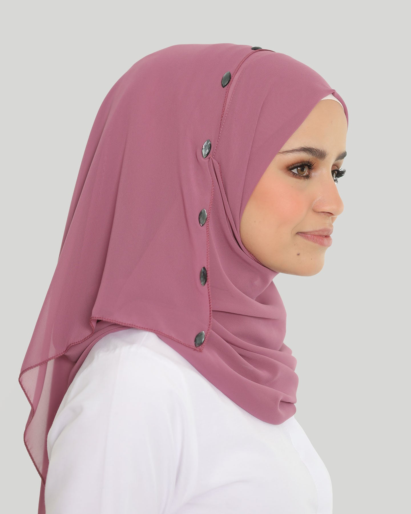 Hijab - Instant Chiffon Loop crystal - Rose
