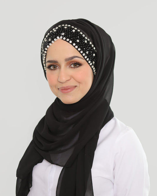 Hijab - Instant Chiffon Shiny Crystal - Black
