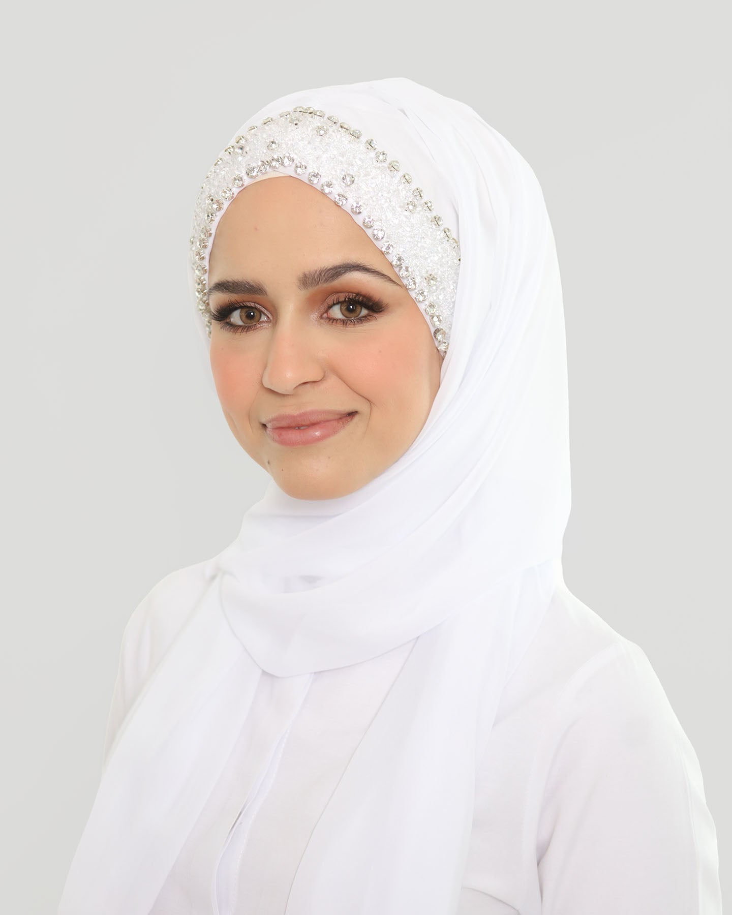Hijab - Instant Chiffon Shiny Crystal - White
