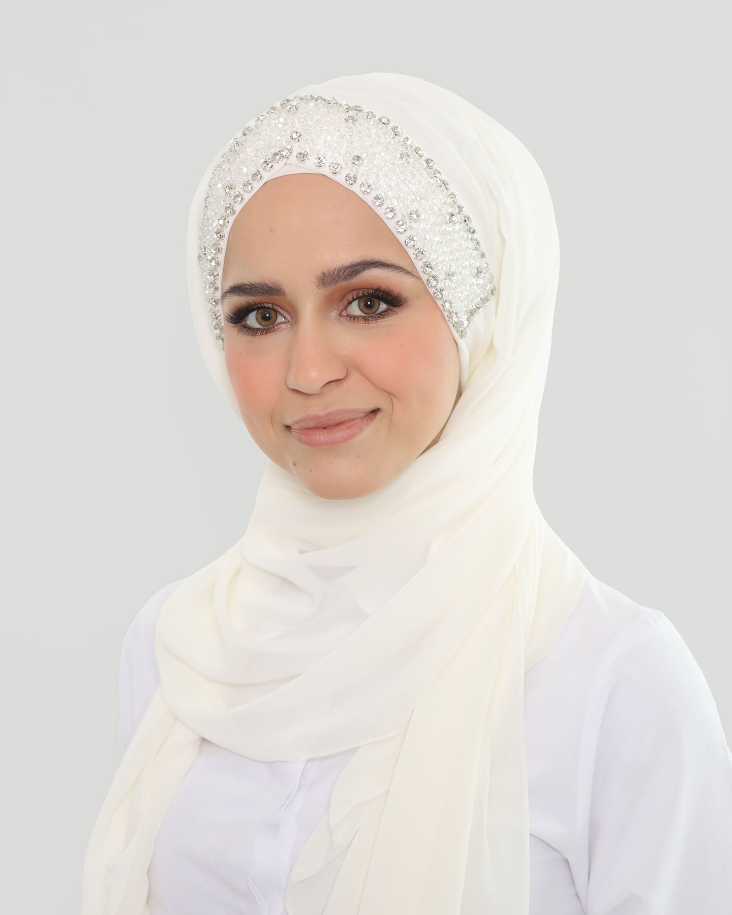 Hijab - Instant Chiffon Shiny Crystal - Off-White