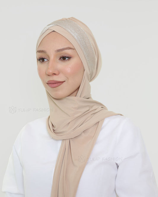Turban with shawl - Tamara - Beige