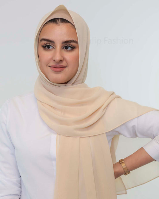 Premium Chiffon Hijab - Beige