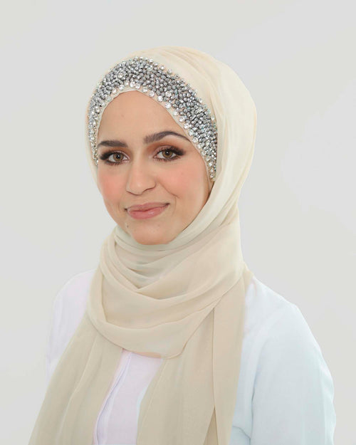 Hijab - Instant Chiffon Shiny Crystal - Pearl White