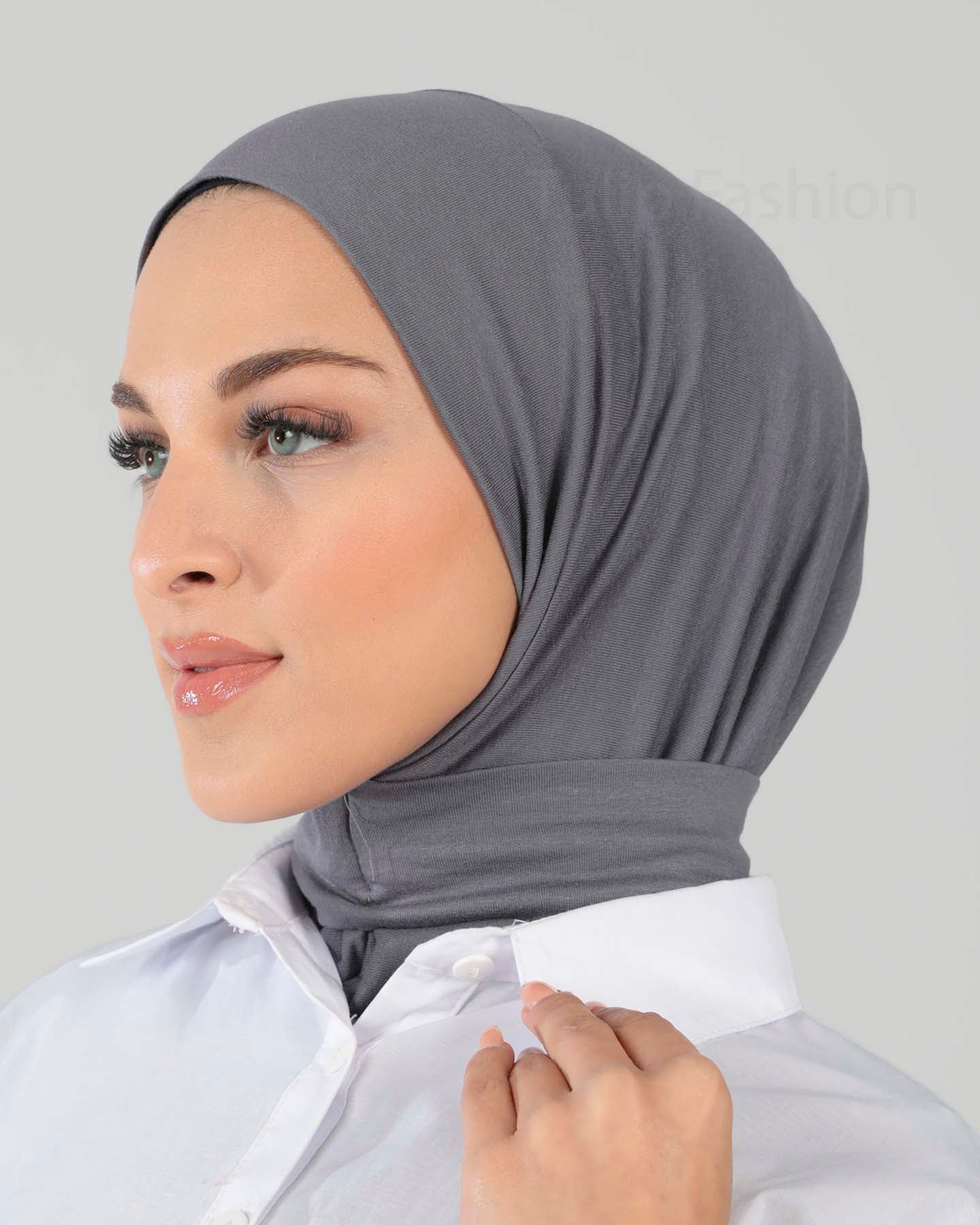 Instant Bamboo Ribbed Jersey Hijab - Grey