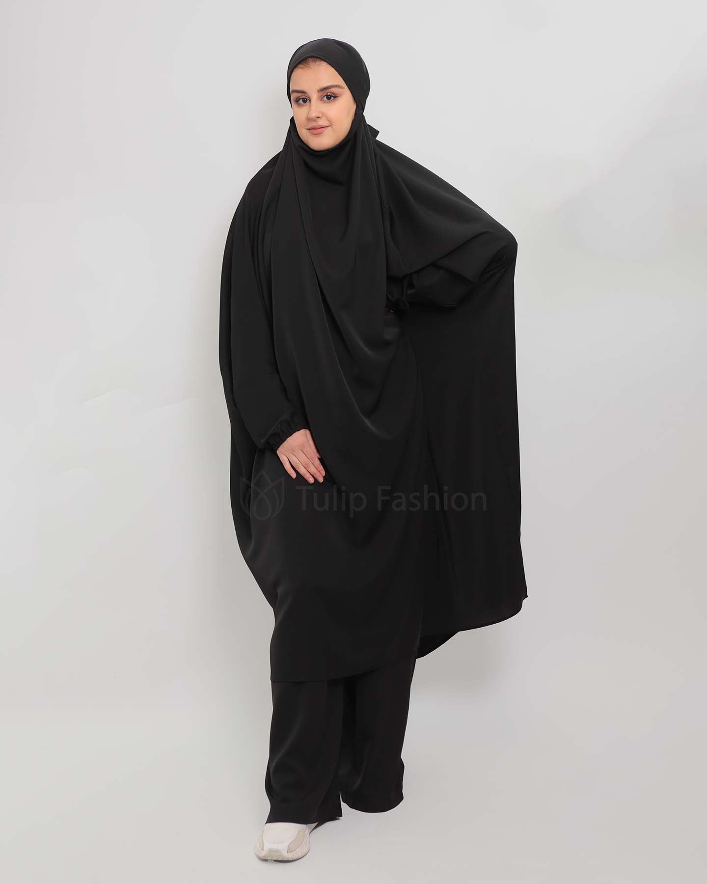 Two piece Pants Jilbab Abaya - Black