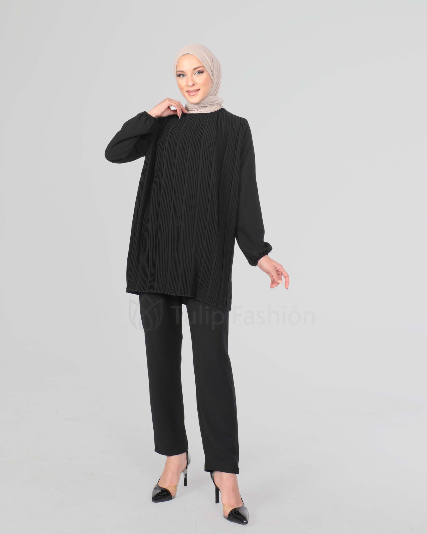 Tunic set with pants - Black