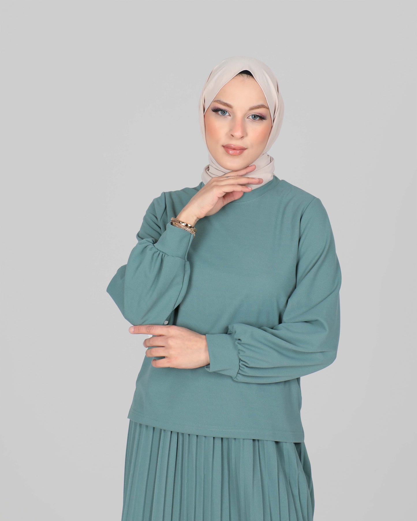 Blouse set with skirt - Green