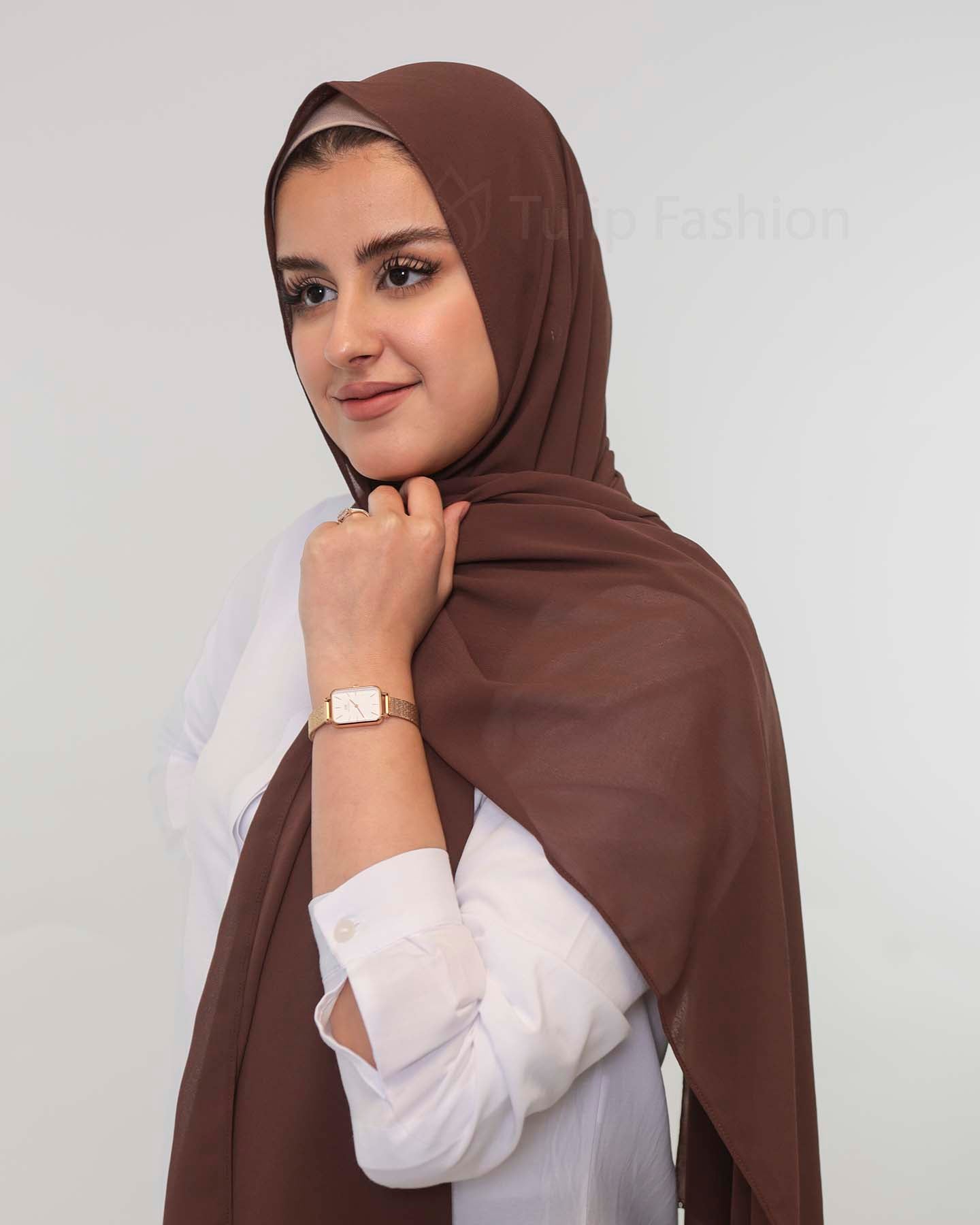 Premium Chiffon Hijab - Dark Brown