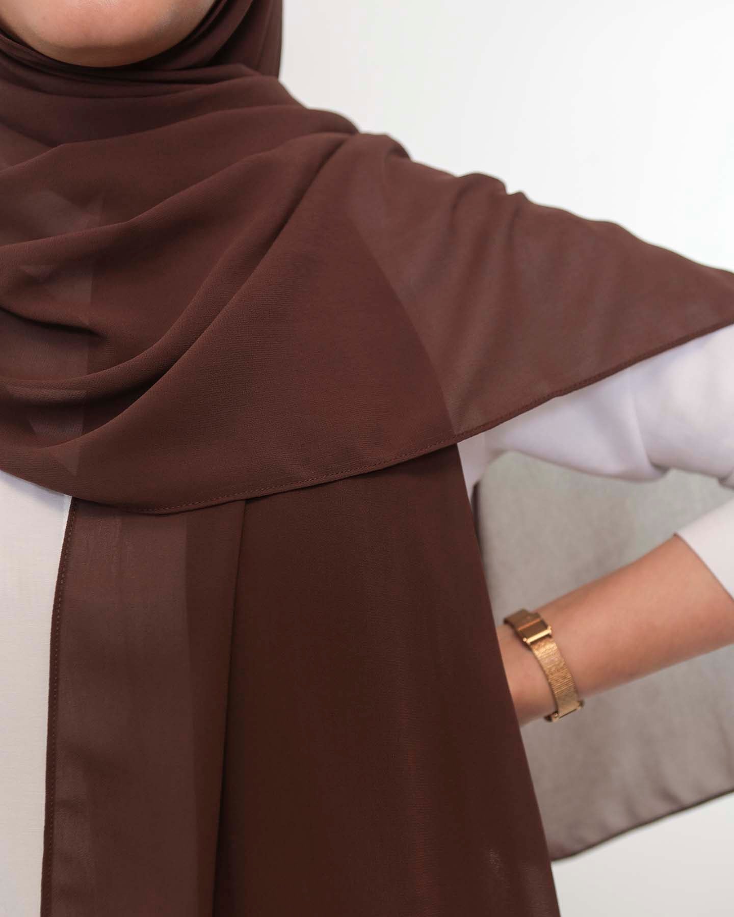 Premium Chiffon Hijab - Dark Brown